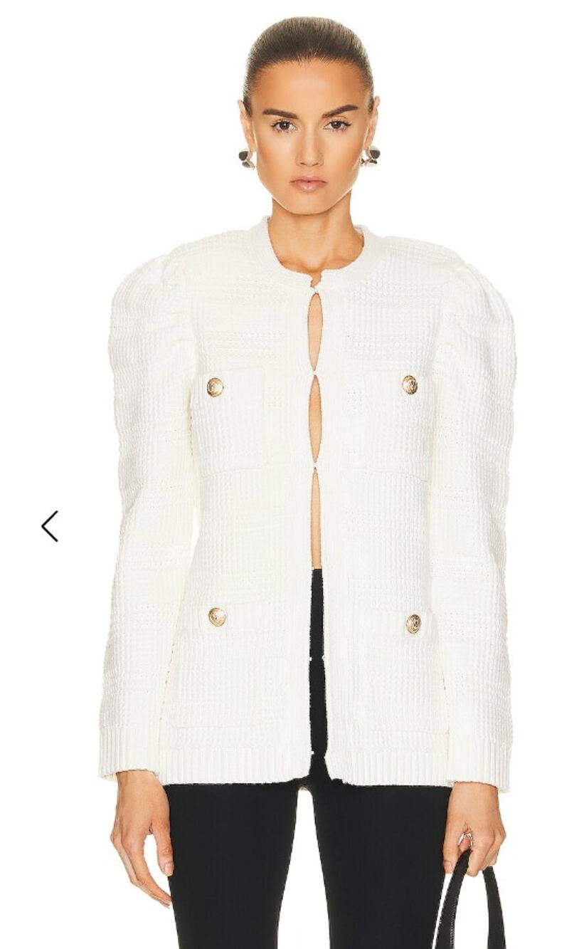 L Agence Sweater Medium Marina Textured Cardigan Knit White Office Business Work